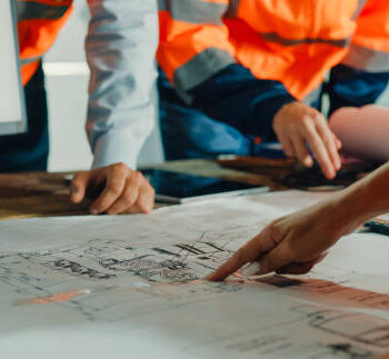 gettyimages-1944772735-612x612 Closeup of team of industrial engineers meeting analyze machinery blueprints consult project on table in manufacturing factory. Working in manufacturing plant or production plant concept.